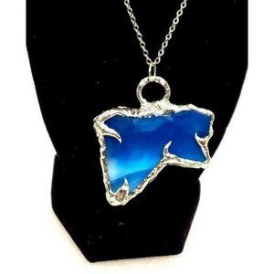 Gothic Blue agate crystal necklace
